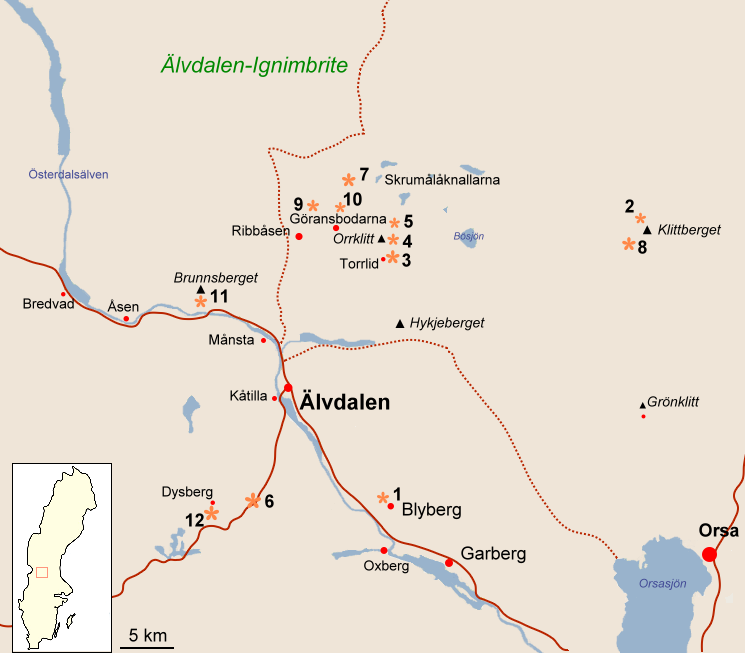 Kartenausschnitt Aelvdalen-Ignimbrite